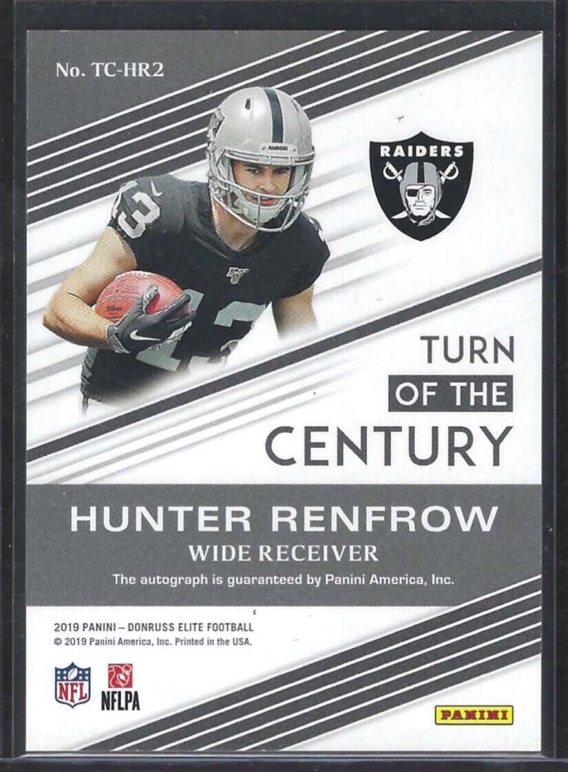 HUNTER RENFROW 2019 PANINI DONRUSS ELITE GOLD INK ROOKIE AUTO RC #D 06/25