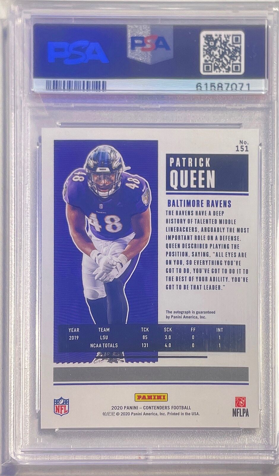 PATRICK QUEEN 2020 CONTENDERS ROOKIE TICKET AUTO RC #151 PSA 10 GEM MINT POP 12
