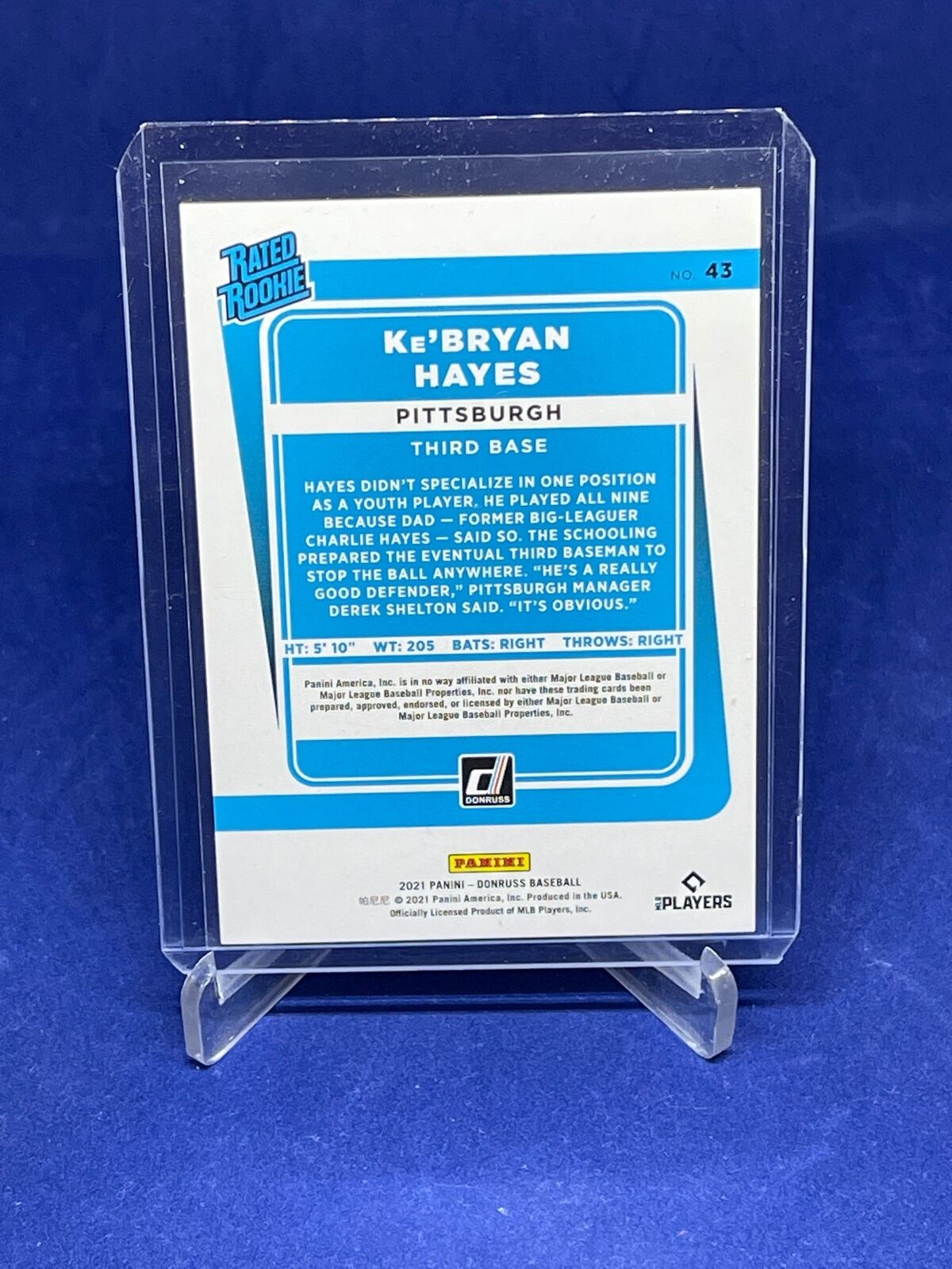 KE'BRYAN HAYES 2021 PANINI DONRUSS RATED ROOKIE RED STRIPE FOIL RC #D 1776/2021