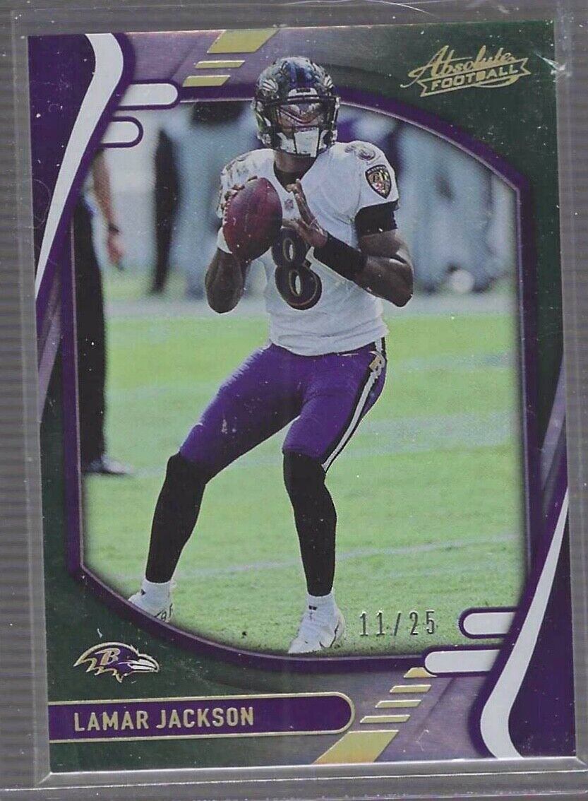 LAMAR JACKSON 2021 PANINI ABSOLUTE GREEN FOIL #D 11/25