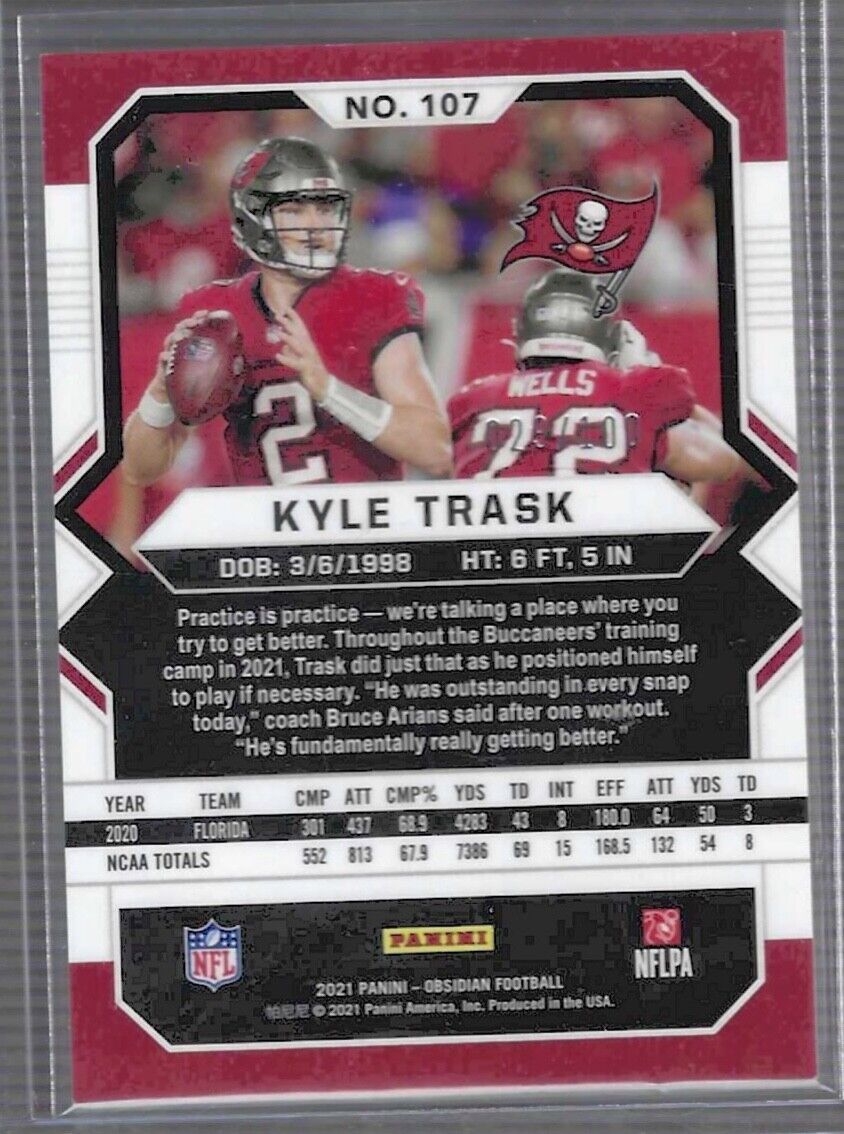 KYLE TRASK 2021 PANINI OBSIDIAN PURPLE ETCH ROOKIE RC #D 029/100