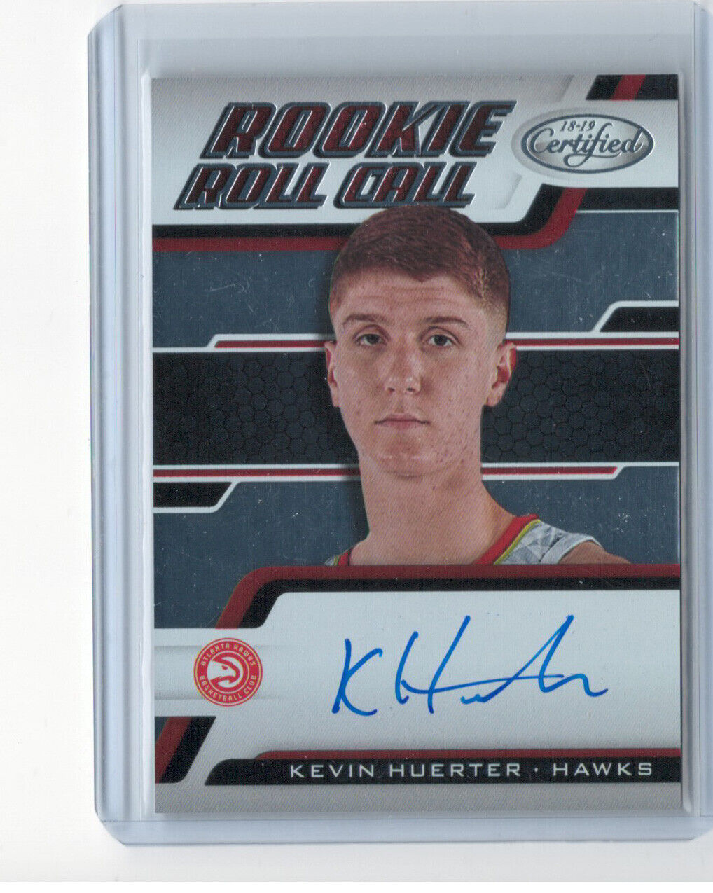 KEVIN HUERTER 2018-19 CERTIFIED ROOKIE ROLL CALL ON CARD AUTO RC