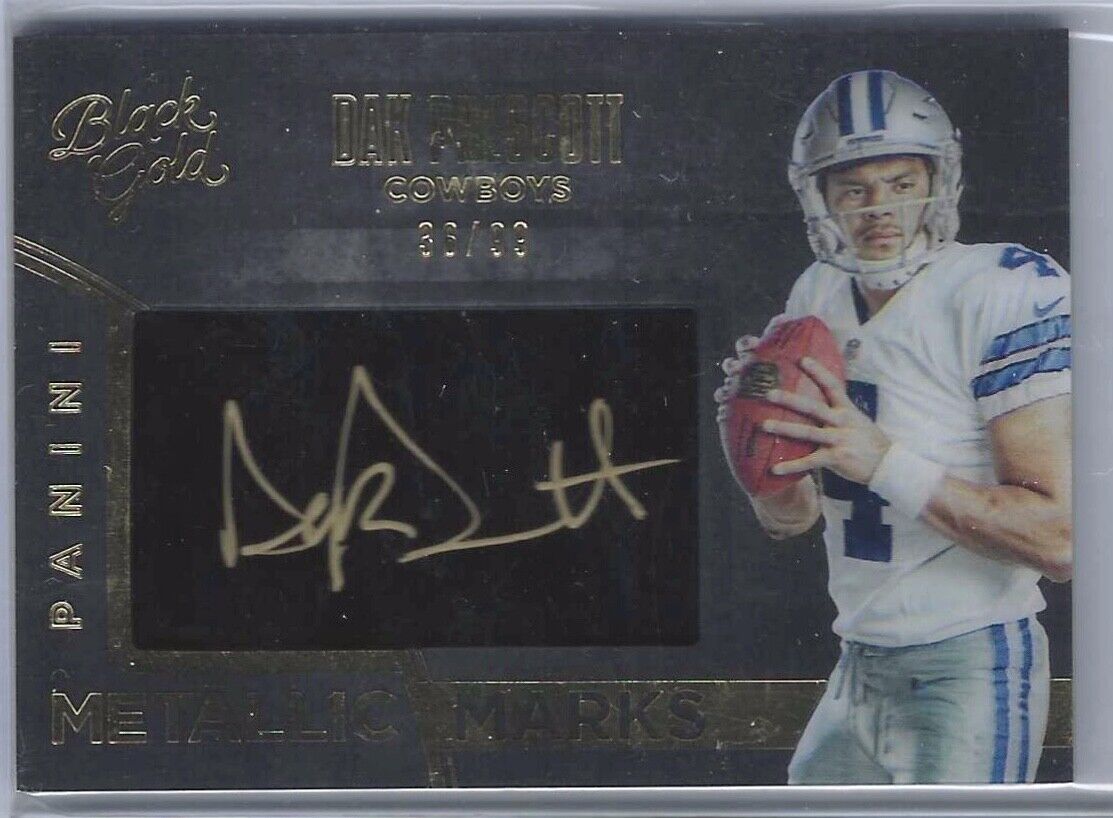 DAK PRESCOTT 2016 PANINI BLACK GOLD METALLIC MARKS ROOKIE AUTO RC #D 36/99