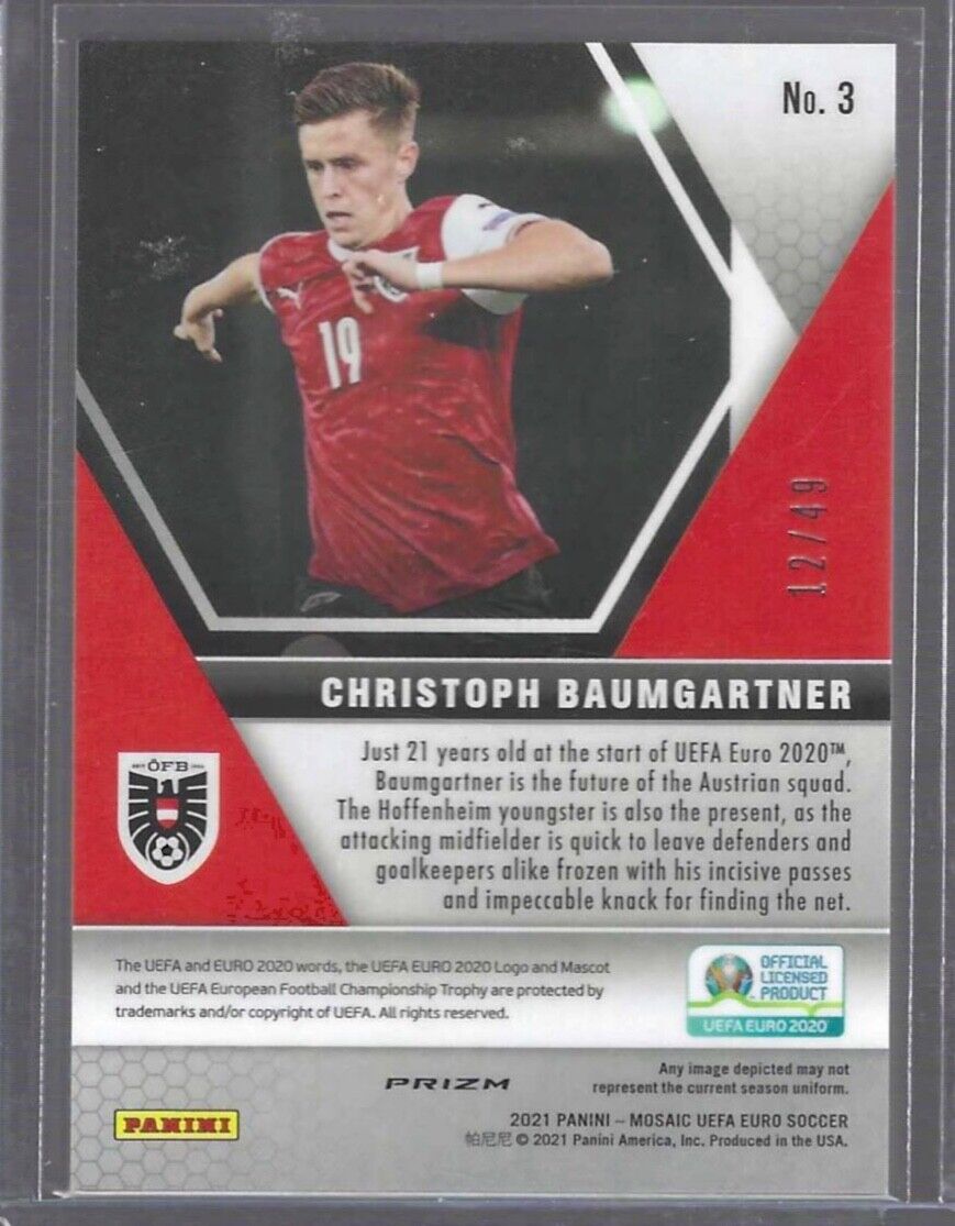 CHRISTOPH BAUMGARTNER 2020-21 PANINI MOSAIC UEFA PURPLE CIRCLE PRIZM RC #D 12/49