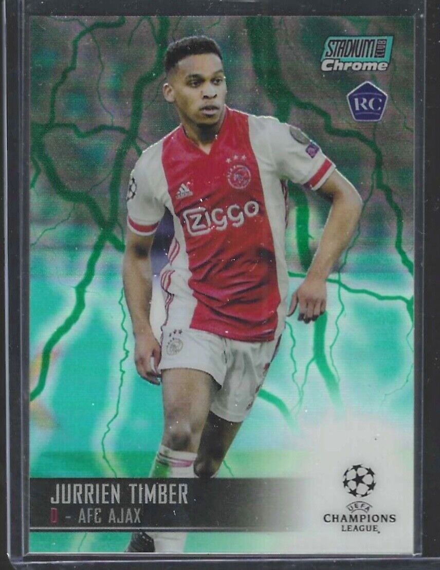 JURRIEN TIMBER 2021-22 STADIUM CLUB CHROME GREEN ELECTRIC REFRACTOR RC #D 67/150