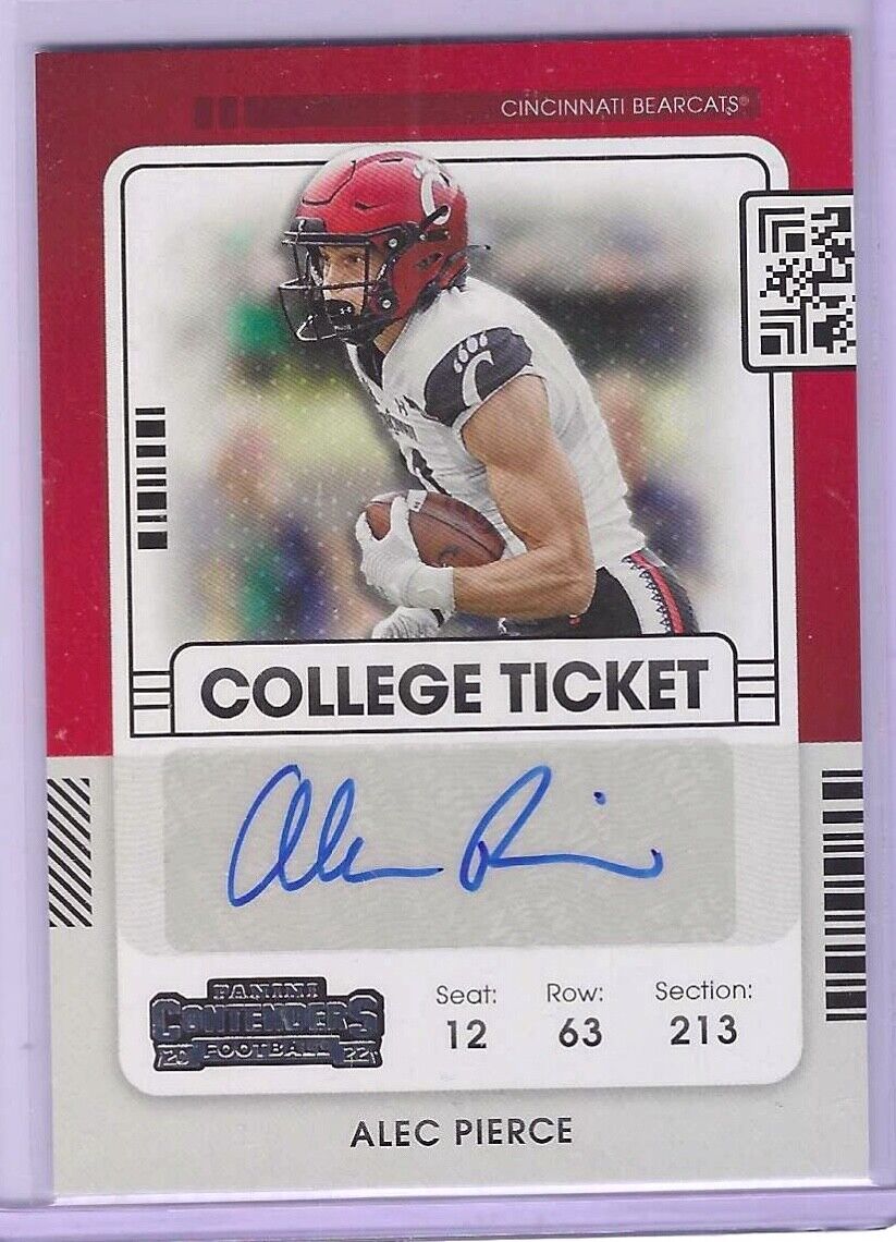 ALEC PIERCE 2022 PANINI CHRONICLES DP CONTENDERS COLLEGE TICKET AUTO RC #CCT-API