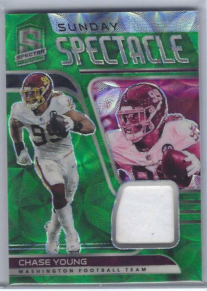 CHASE YOUNG 2021 SPECTRA GREEN SCOPE PRIZM SUNDAY SPECTACLE JERSEY #D 10/35