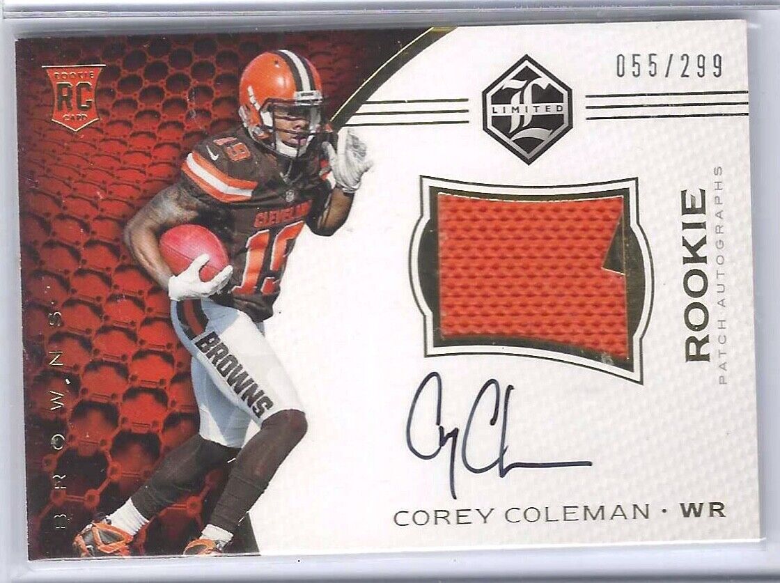 COREY COLEMAN 2016 PANINI LIMITED ROOKIE PATCH AUTO RC #D /299