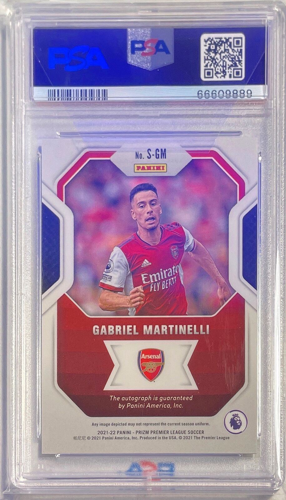 GABRIEL MARTINELLI 2021-22 PANINI PRIZM EPL AUTO ROOKIE RC PSA 9 MINT POP 11
