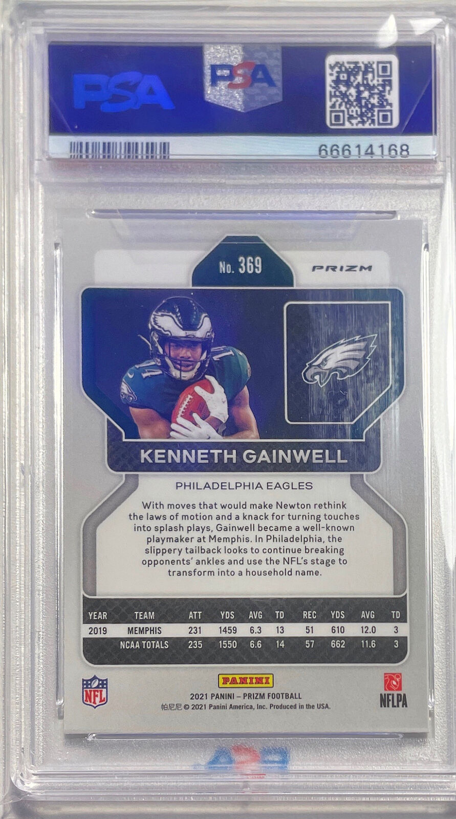 KENNETH GAINWELL 2021 PANINI PRIZM SILVER PRIZM RC #369 PSA 10 GEM MINT POP 5