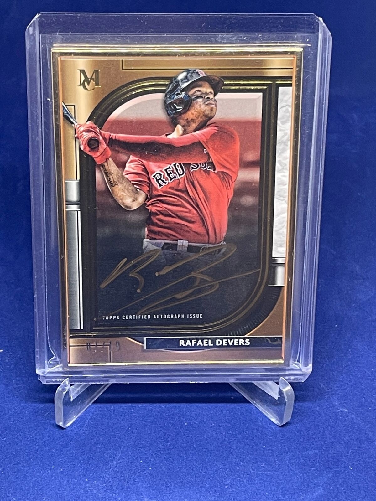 RAFAEL DEVERS 2021 TOPPS MUSEUM COLLECTION GOLD FRAMED ON CARD AUTO #D 7/10