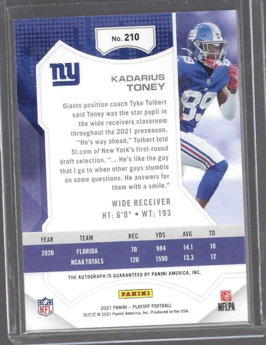 KADARIUS TONEY 2021 PANINI PLAYOFF ROOKIE AUTO RC #210