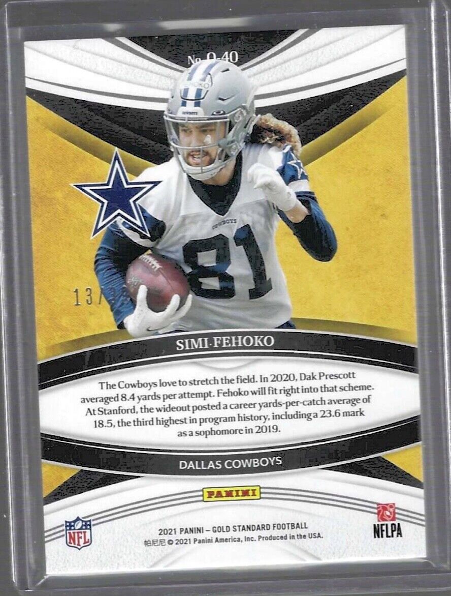 SIMI FEHOKO 2021 PANINI GOLD STANDARD OPULENCE ROOKIE RC #D 13/39