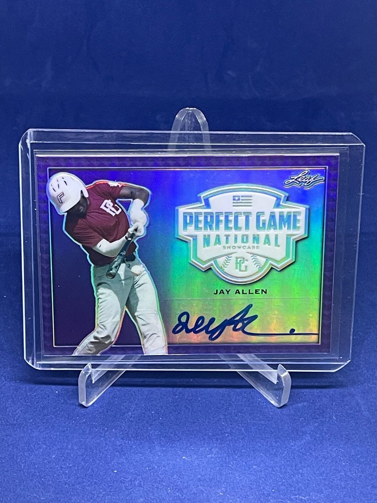 JAY ALLEN 2020 LEAF PERFECT GAME NATIONAL AUTO PURPLE PROSPECT #D 4/8