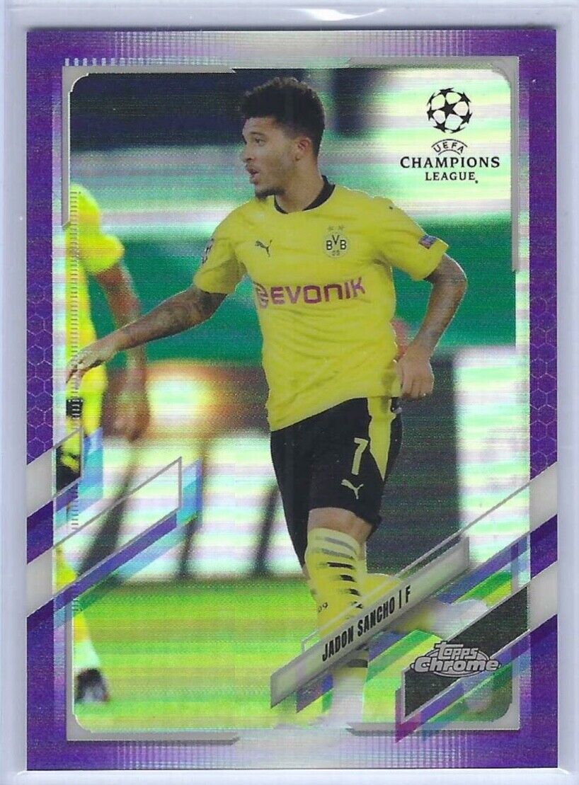 JADON SANCHO 2020-21 TOPPS CHROME UEFA PURPLE REFRACTOR #D /250