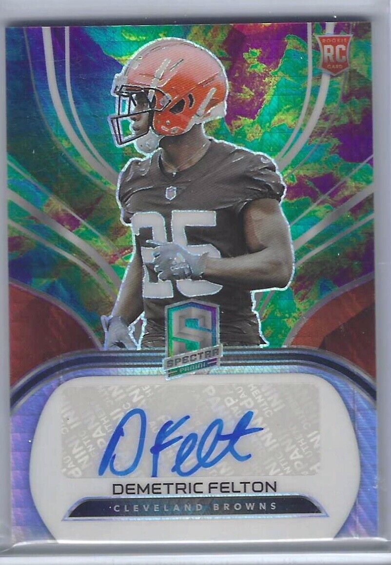 DEMETRIC FELTON 2021 PANINI SPECTRA SPLATTER HYPER PRIZM AUTO RC #D 68/75