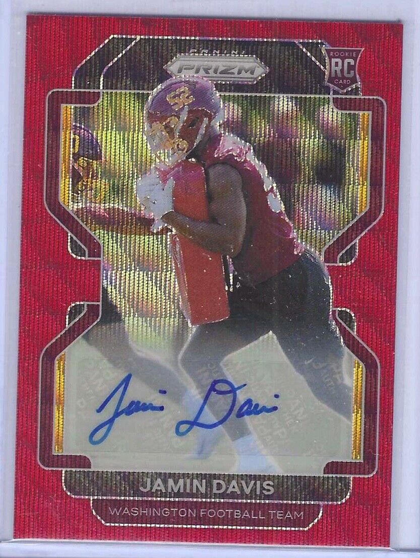 JAMIN DAVIS 2021 PANINI PRIZM RED WAVE PRIZM ROOKIE AUTO RC #D 043/149