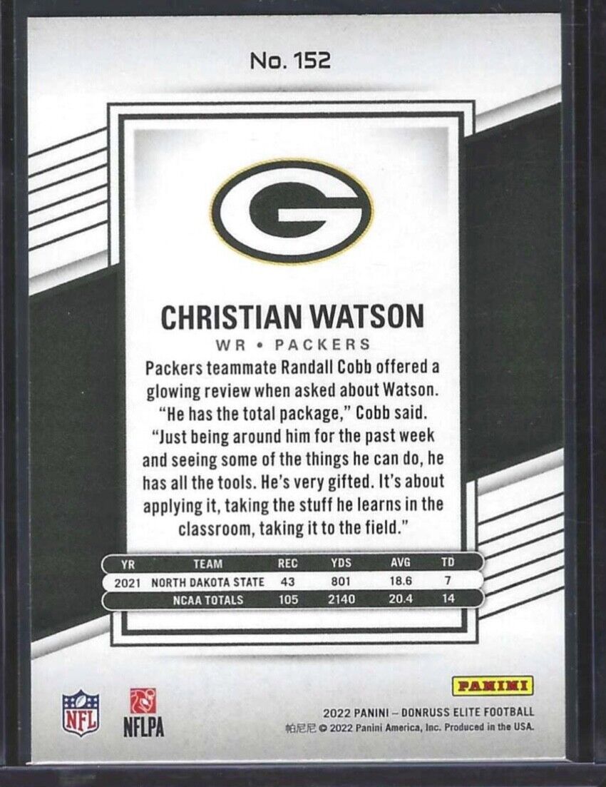 CHRISTIAN WATSON 2022 PANINI DONRUSS ELITE RAZZLE DAZZLE SSP CASE HIT RC #152