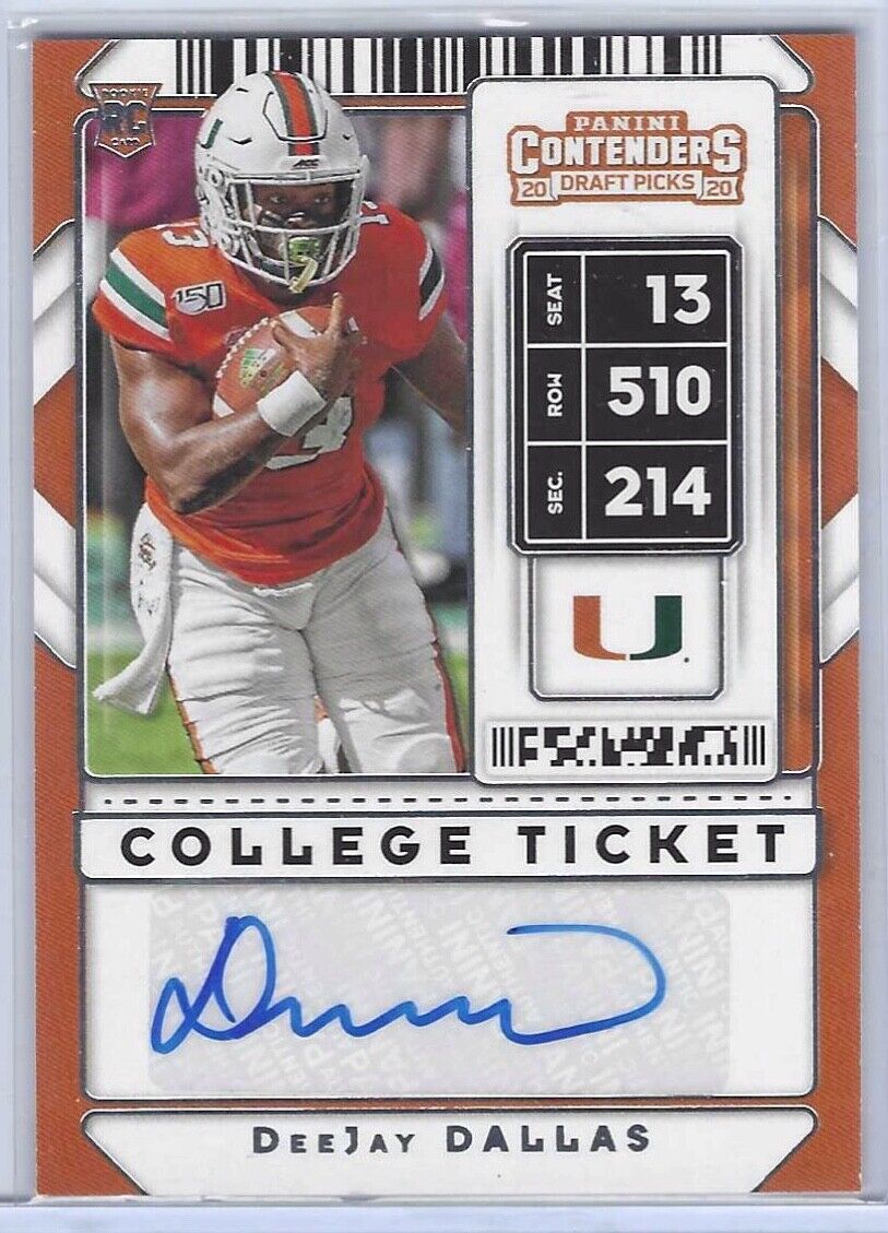 DEEJAY DALLAS 2020 PANINI CONTENDERS DRAFT PICKS COLLEGE TICKET AUTO RC #225
