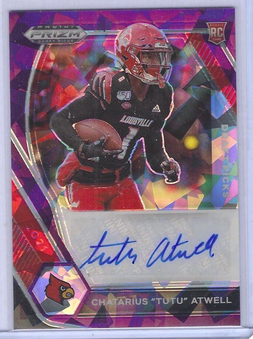 TUTU ATWELL 2021 PANINI PRIZM DP PURPLE CRACKED ICE ROOKIE AUTO RC #D 30/99