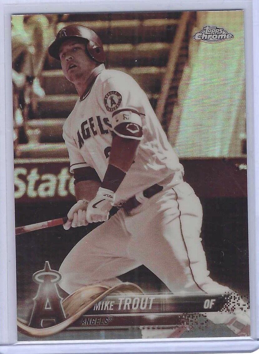 MIKE TROUT 2018 TOPPS CHROME SEPIA REFRACTOR #100