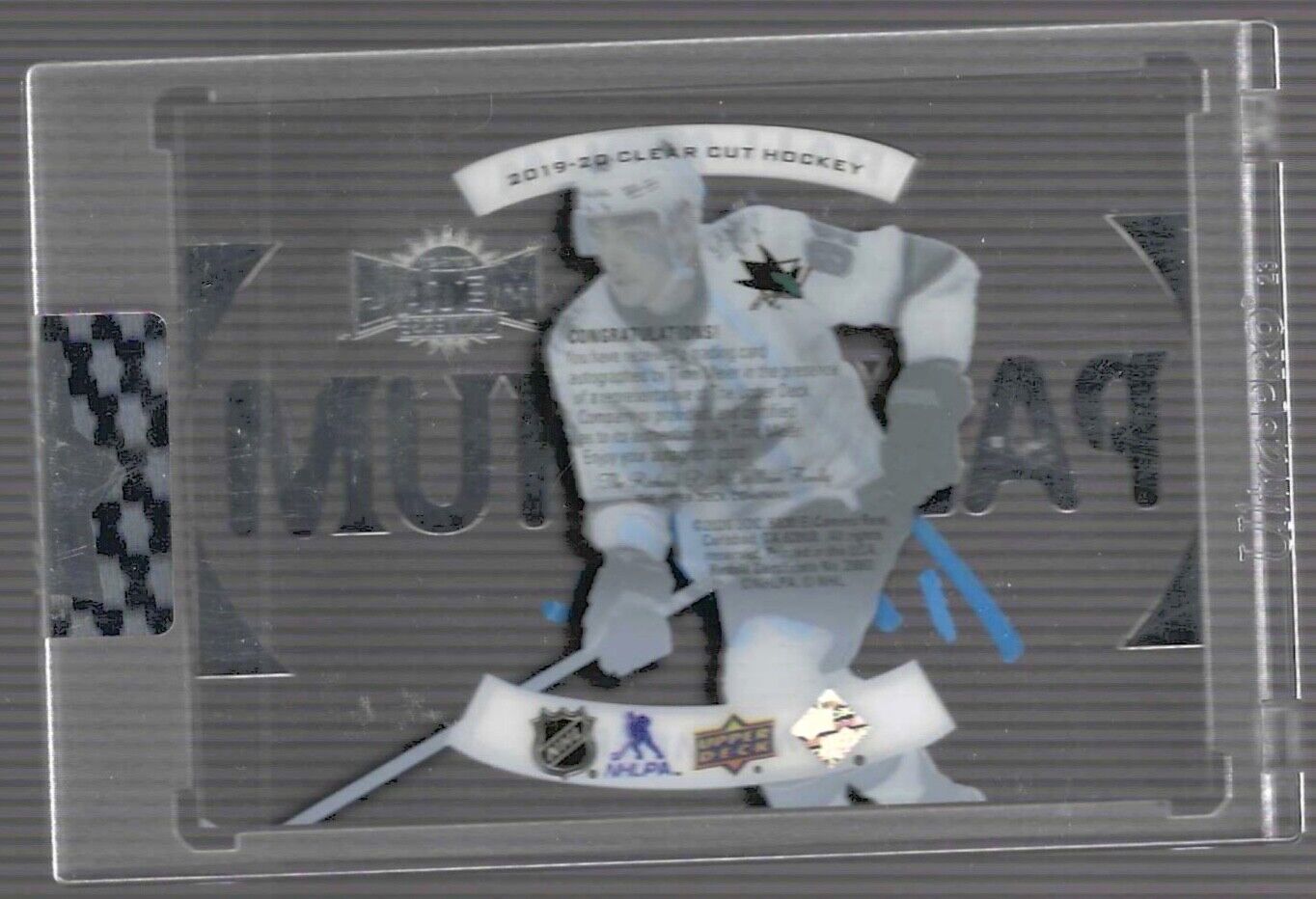 TIMO MEIER 2019-20 UPPER DECK CLEAR CUT METAL UNIVERSE PALLADIUM ENCASED AUTO