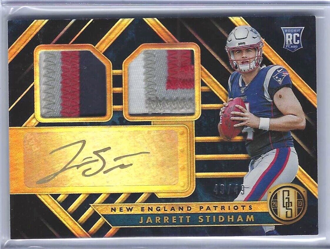 JARRETT STIDHAM 2019 PANINI GOLD STANDARD ROOKIE DUAL PATCH AUTO RC #D 49/49