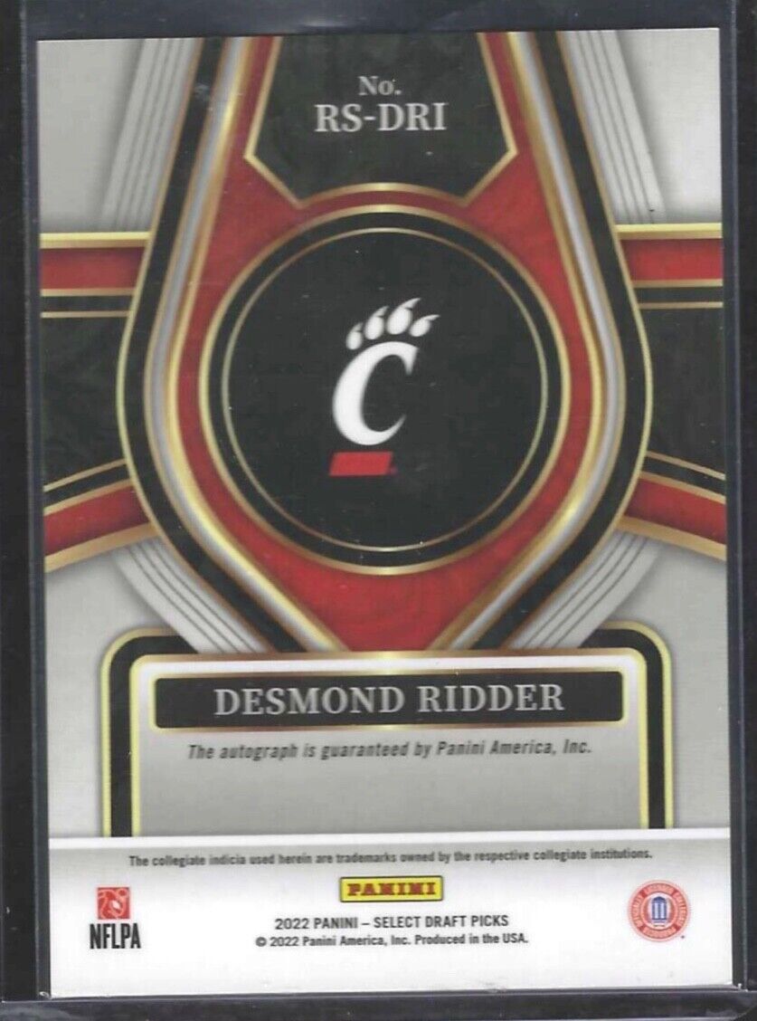 DESMOND RIDDER 2022 PANINI SELECT DRAFT PICKS ROOKIE AUTO RC #RS-DRI