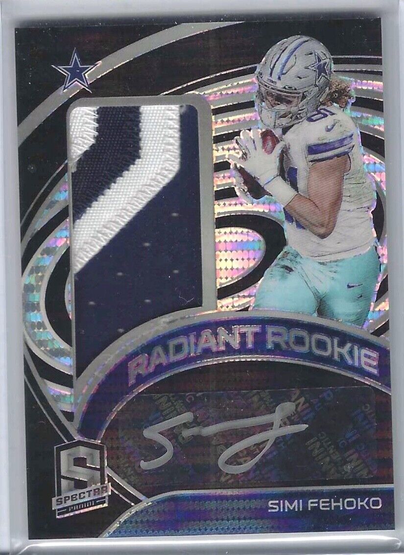 SIMI FEHOKO 2021 PANINI SPECTA NEON BLACK LIGHT ROOKIE PATCH AUTO RC #D 10/10