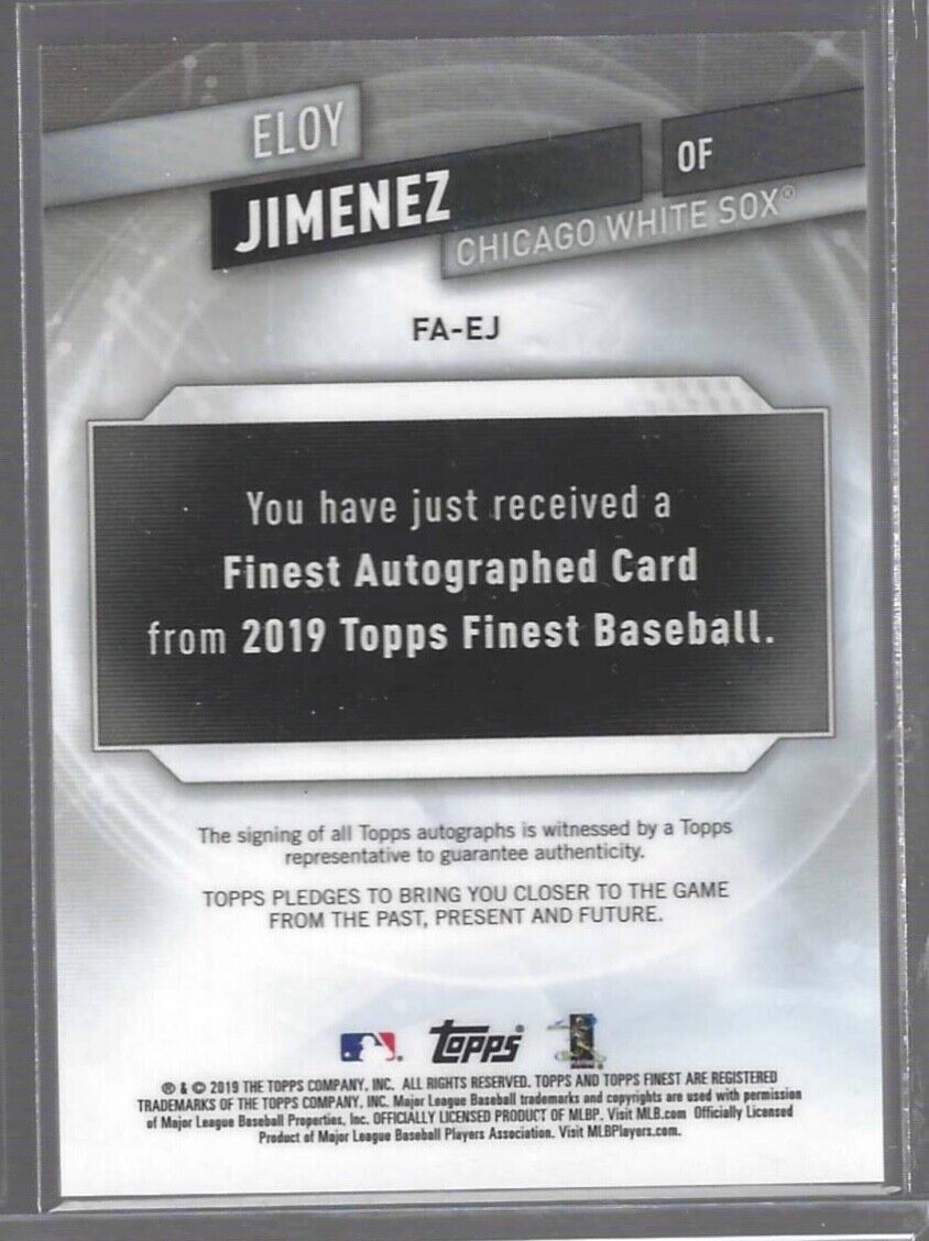 ELOY JIMENEZ 2019 TOPPS FINEST ORANGE REFRACTOR ROOKIE ON CARD AUTO RC #D 04/25