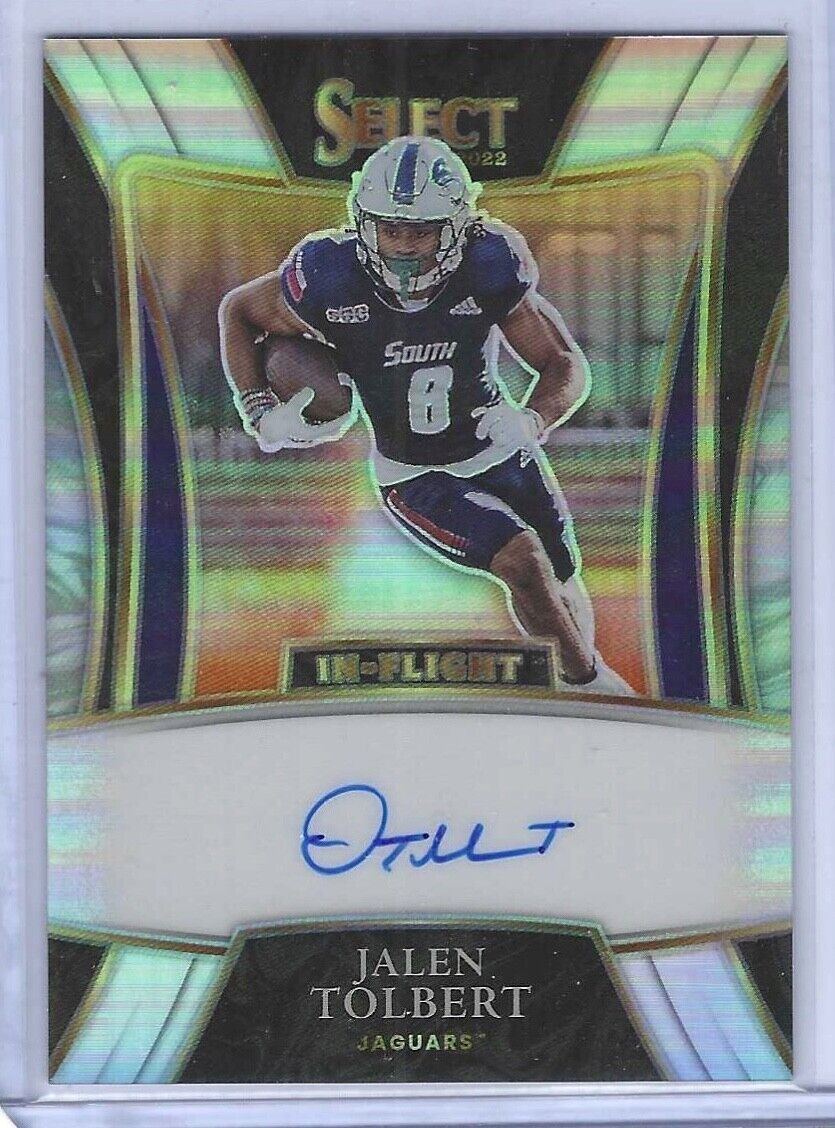 JALEN TOLBERT 2022 PANINI CHRONICLES SELECT IN FLIGHT SILVER PRIZM AUTO RC /99