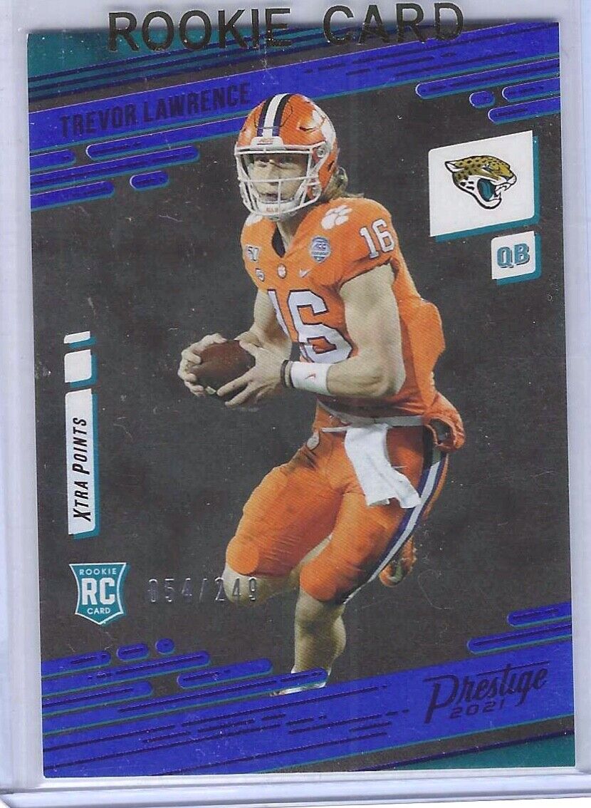 TREVOR LAWRENCE 2021 PANINI PRESTIGE BLUE FOIL XTRA POINTS ROOKIE RC #D 054/249