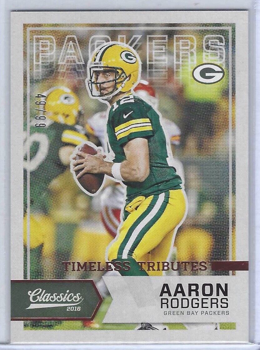 AARON RODGERS 2016 PANINI CLASSICS TIMELESS TRIBUTES VARIATION #D 49/99