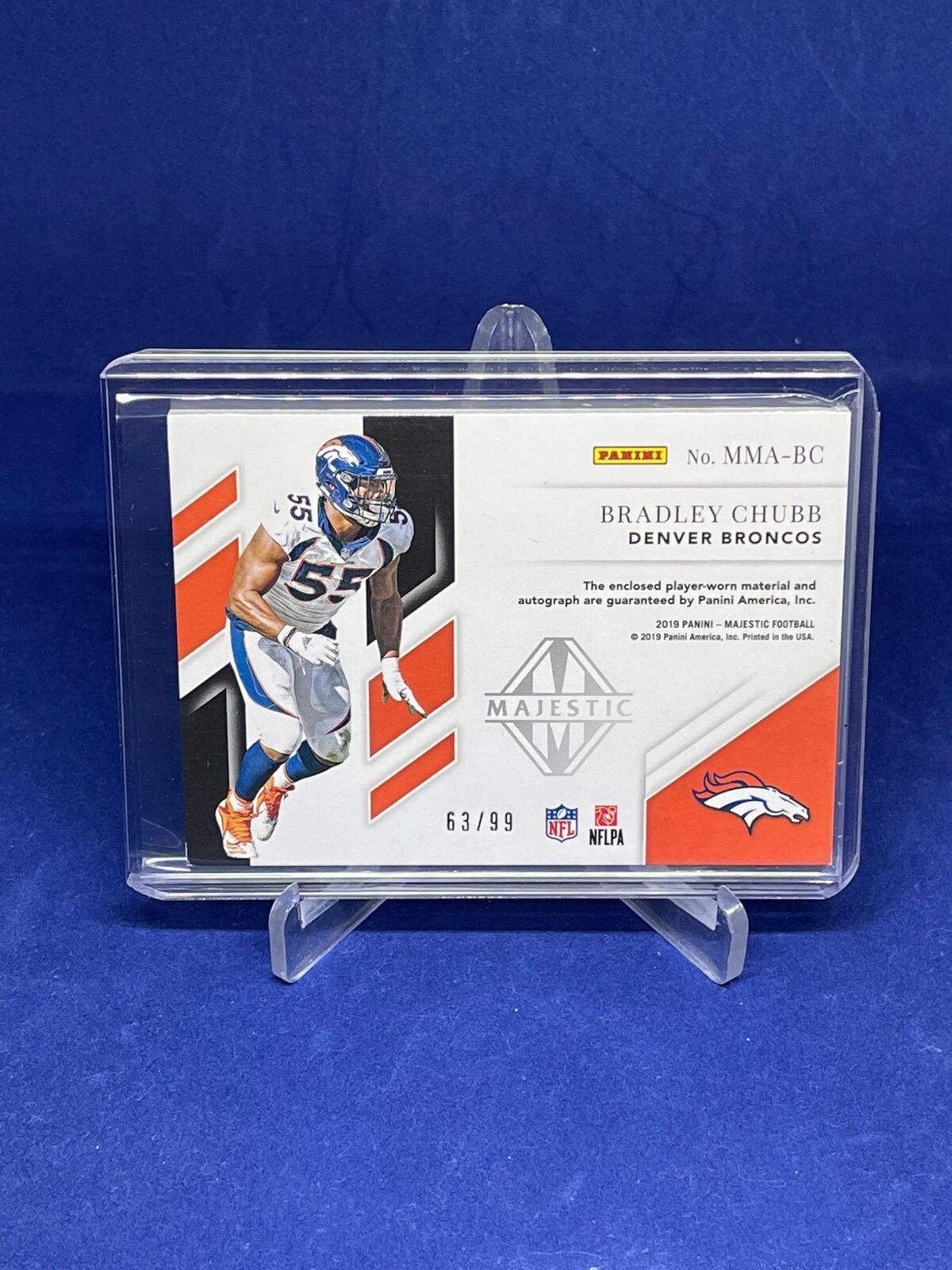 BRADLEY CHUBB 2019 PANINI MAJESTIC VETERANS JERSEY AUTO #D 63/99