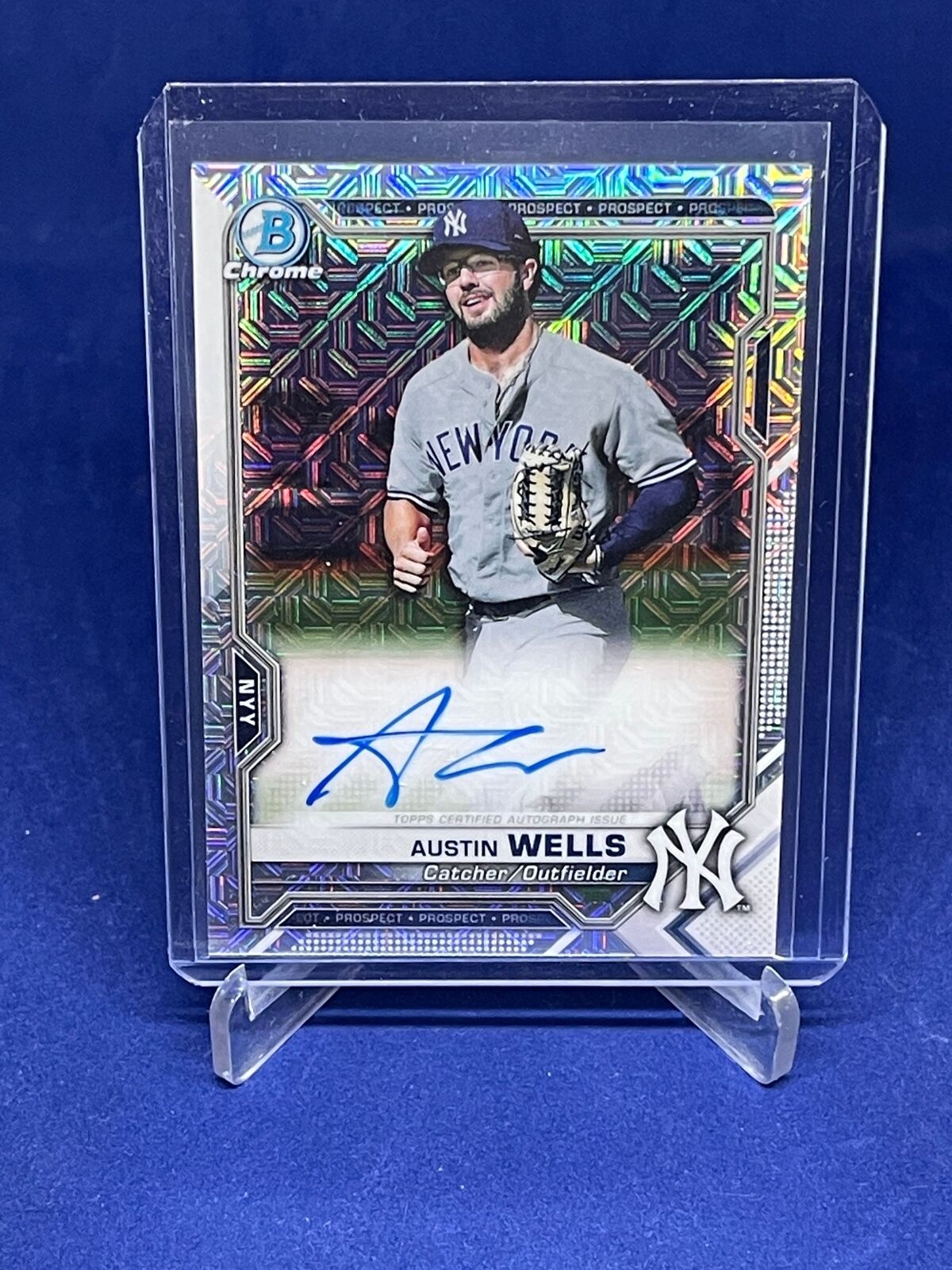 AUSTIN WELLS 2021 BOWMAN CHROME MEGA BOX MOJO REFRACTOR ON CARD AUTO PROSPECT