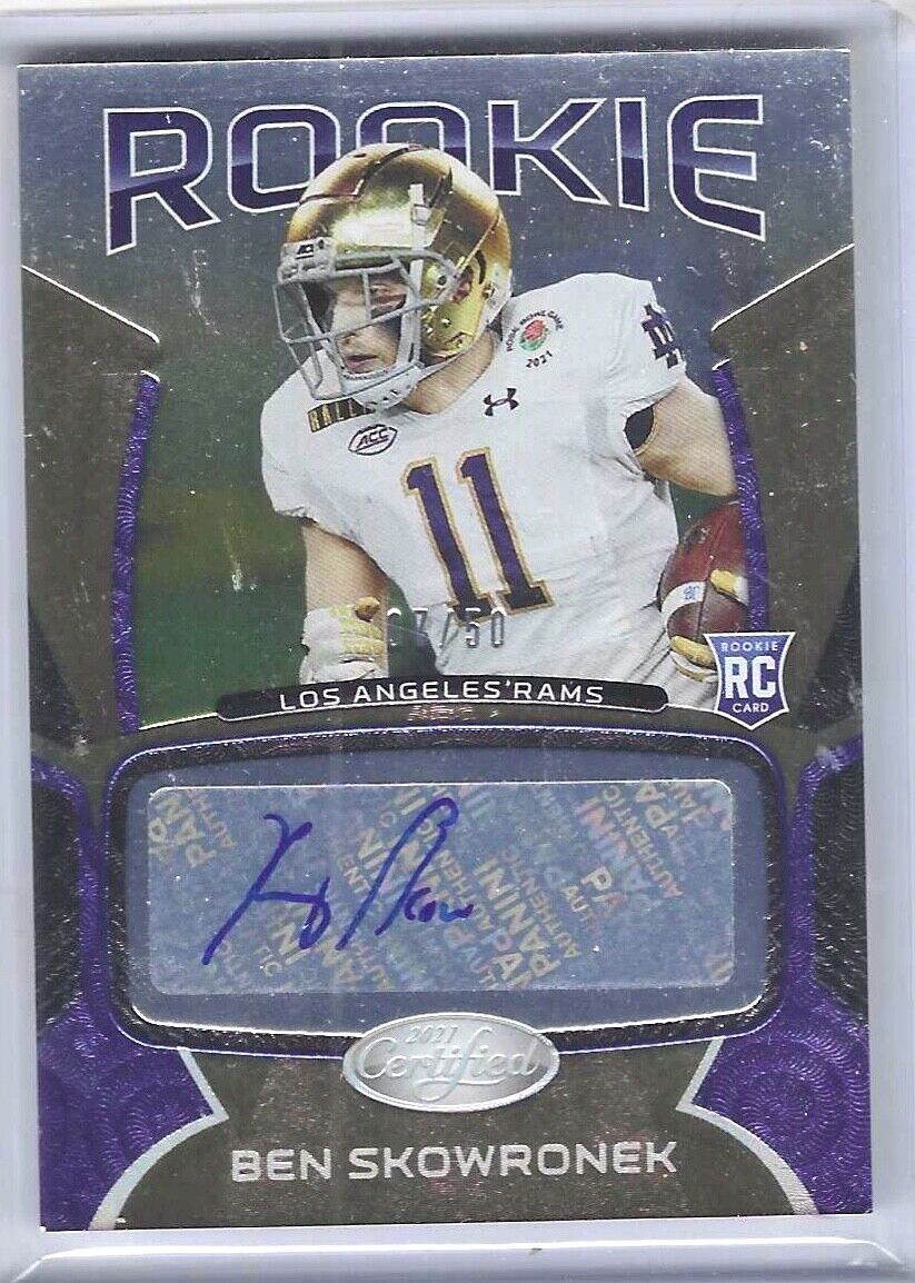 BEN SKOWRONEK 2021 PANINI CERTIFIED GOLD NOTRE DAME ROOKIE AUTO RC #D 07/50
