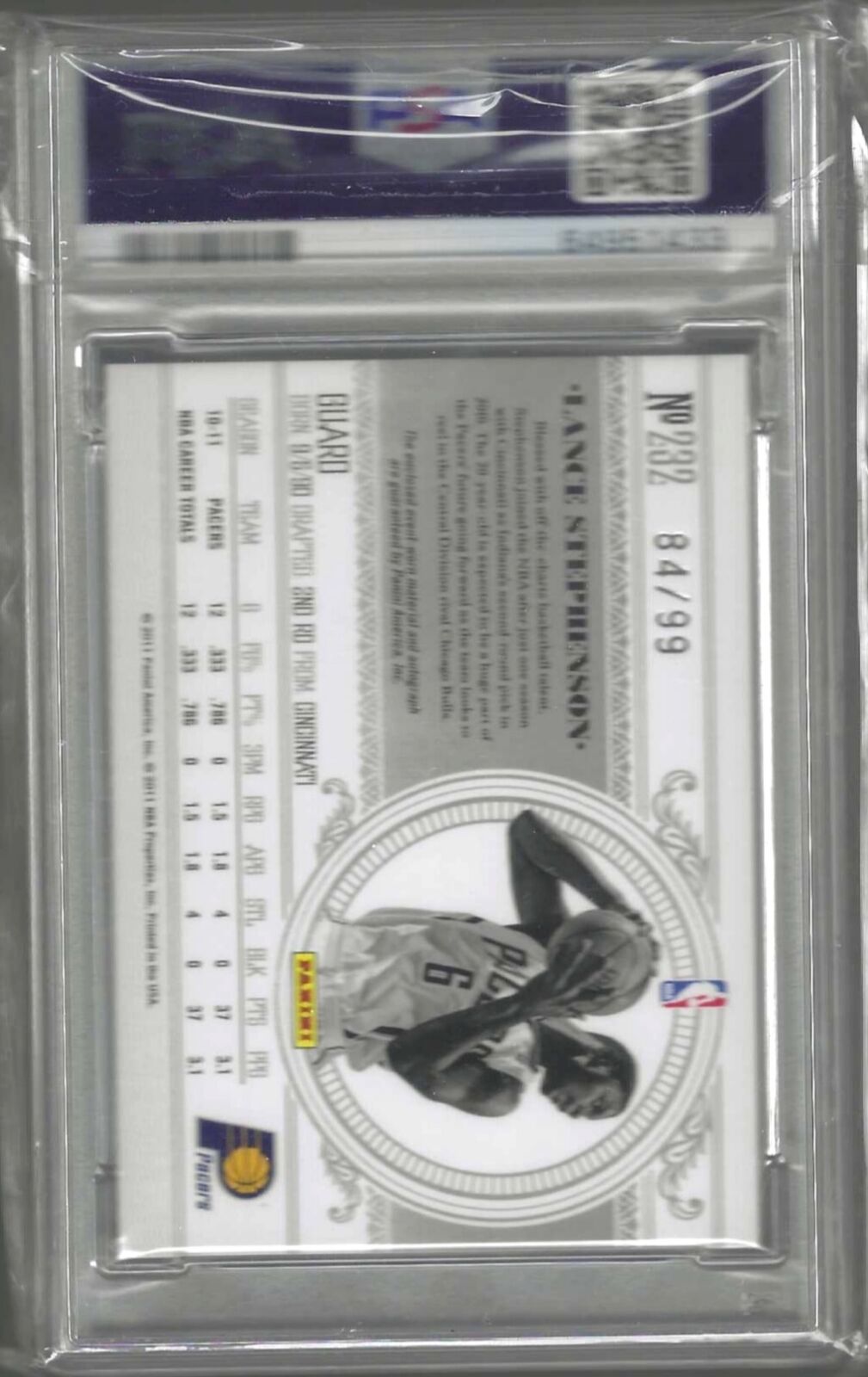 LANCE STEPHENSON 2010-11 NATIONAL TREASURES RPA PATCH AUTO /99 PSA 10 POP 1/1