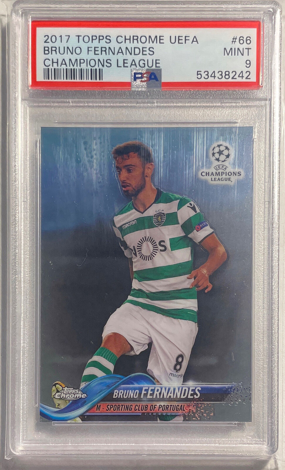 BRUNO FERNANDES 2017 TOPPS CHROME UEFA CHAMPIONS LEAGUE RC #66 PSA 9 MINT
