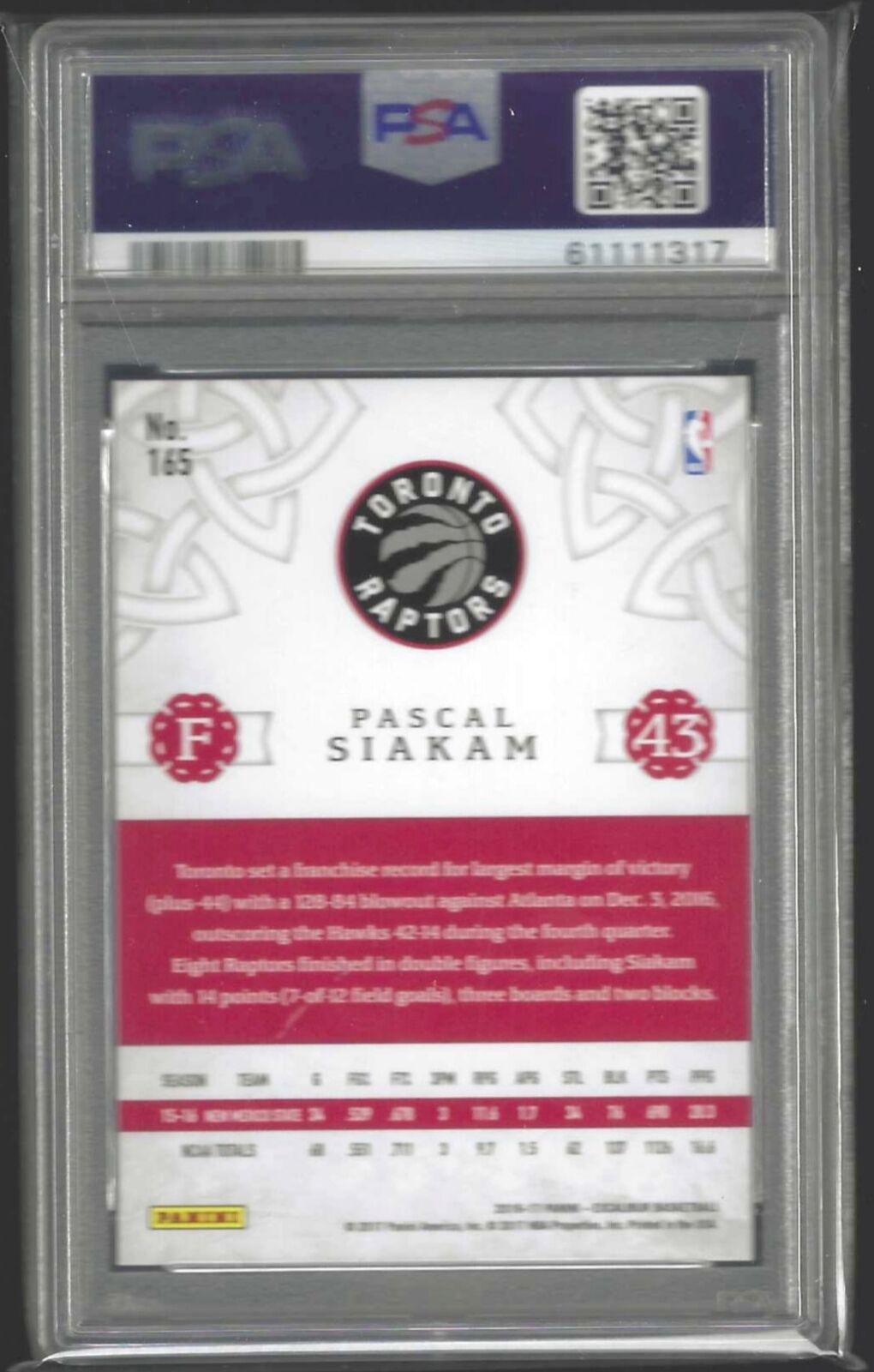 PASCAL SIAKAM 2016-17 PANINI EXCALIBUR ROOKIE RC #165 PSA 10 GEM MINT