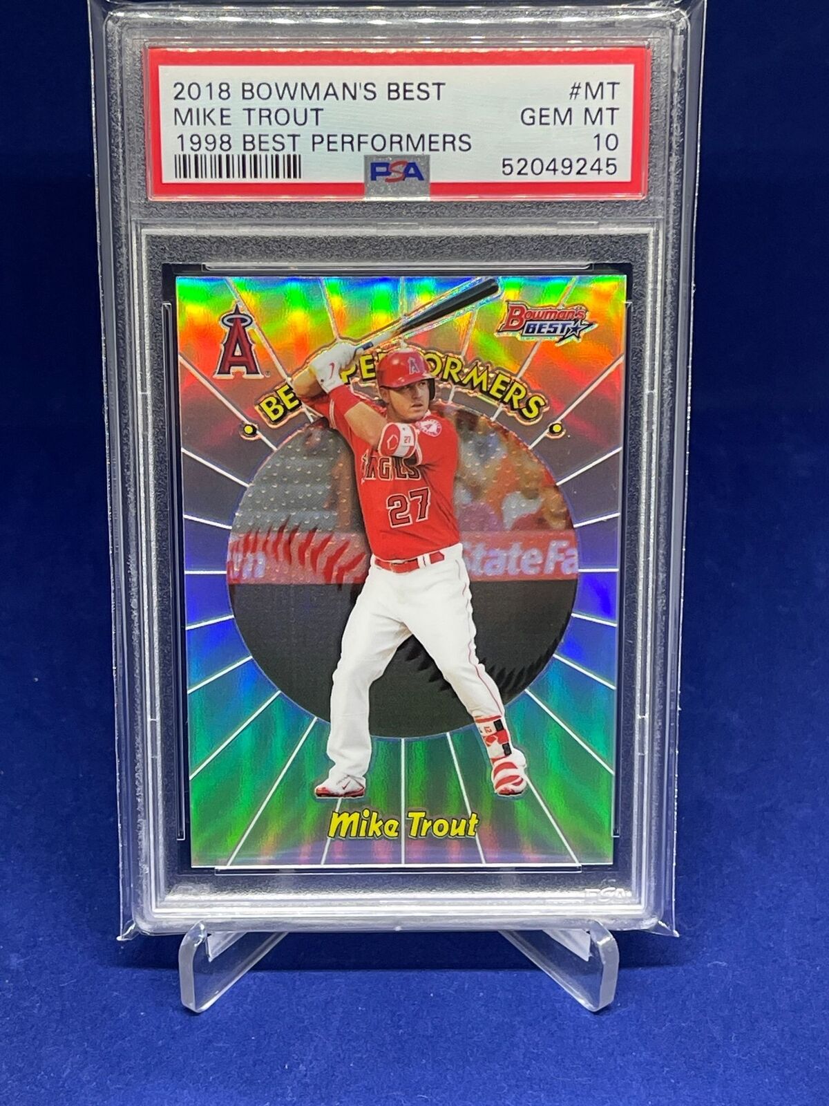 MIKE TROUT 2018 BOWMANS BEST 1998 BEST PERFORMERS REFRACTOR PSA 10 GEM MINT