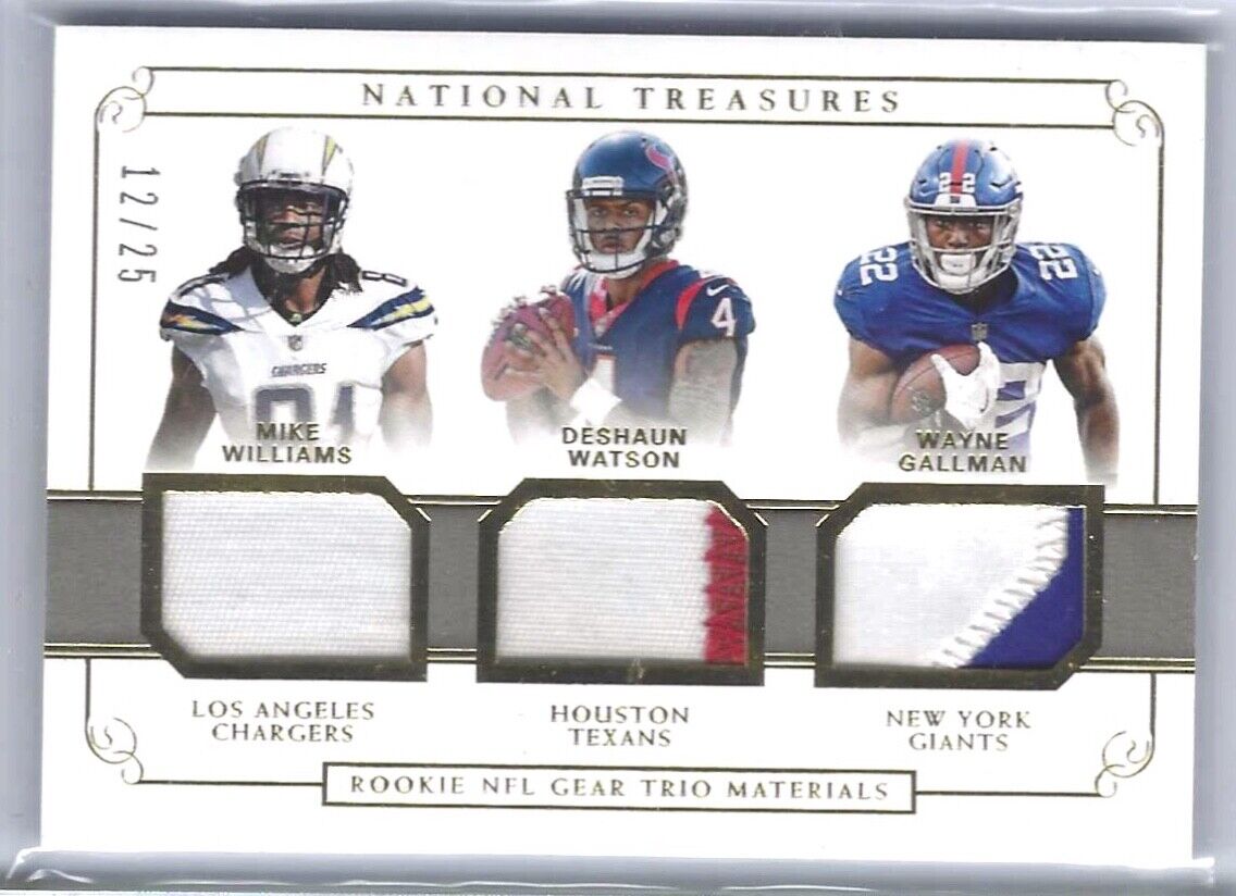 DESHAUN WATSON MIKE WILLIAMS GALLMAN 2017 NATIONAL TREASURES PATCH RC #D 12/25