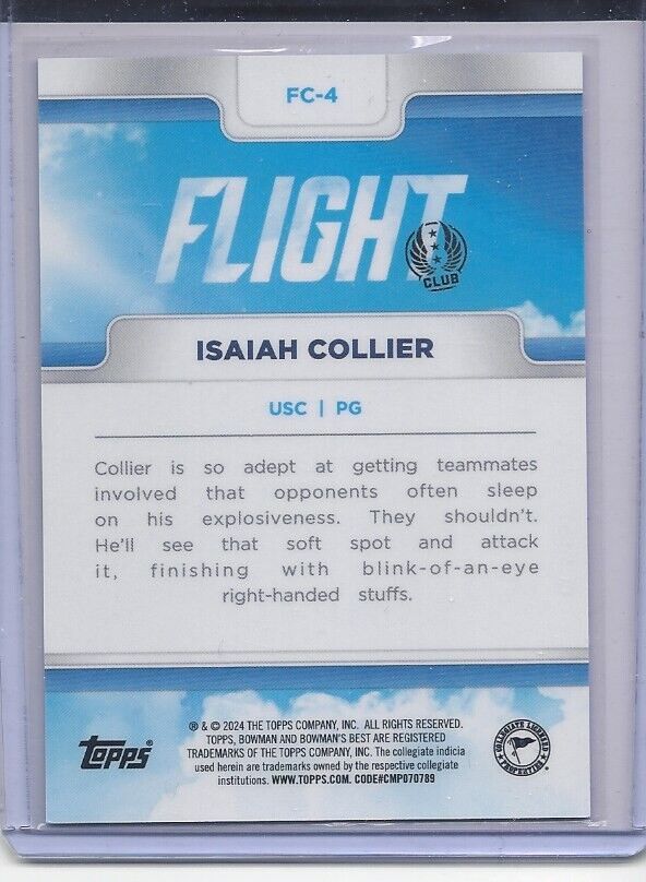 ISAIAH COLLIER 2023 BOWMANS BEST FLIGHT CLUB SSP PRODUCT HIT REFRACTOR #4