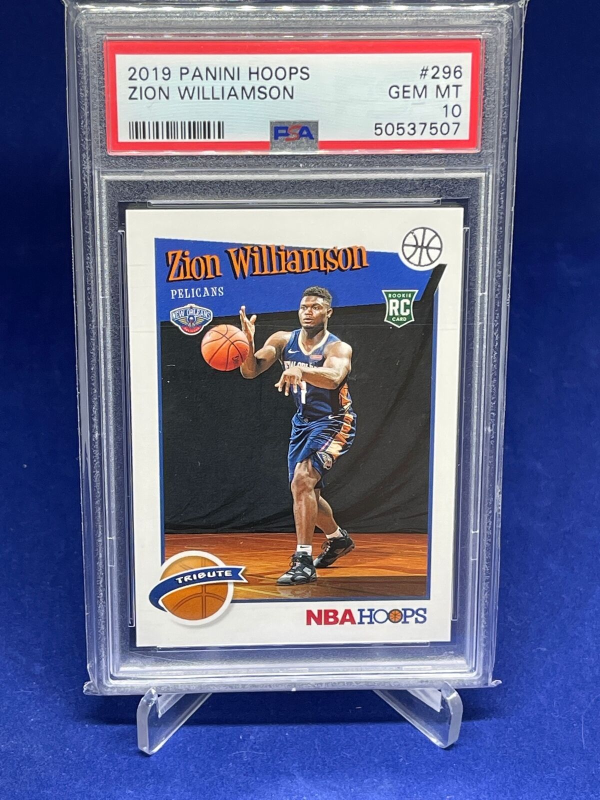 ZION WILLIAMSON 2019-20 PANINI NBA HOOPS TRIBUTE ROOKIE RC #296 PSA 10 GEM MINT