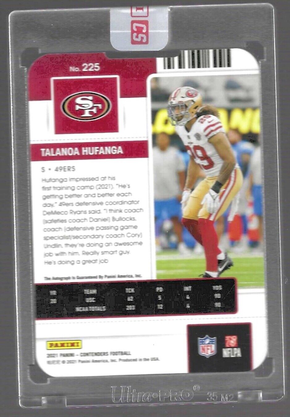 TALANOA HUFANGA 2021 PANINI CONTENDERS TICKET STUB DIE CUT AUTO RC #D 08/29