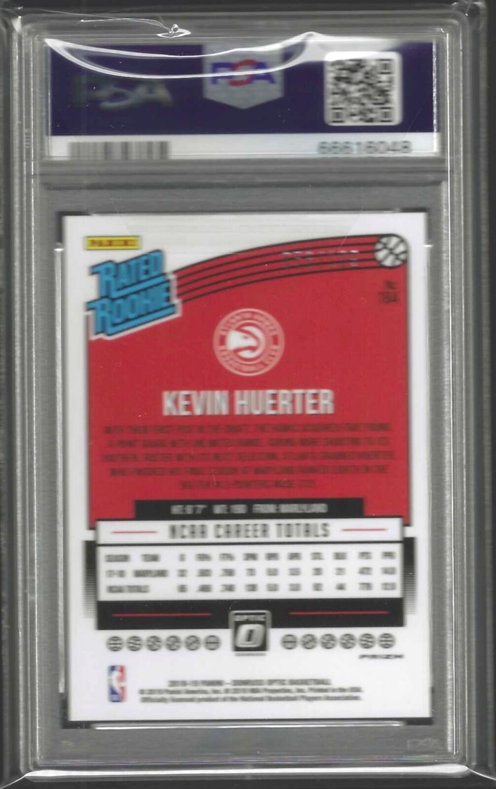 KEVIN HUERTER 2018-19 PANINI DONRUSS OPTIC ORANGE HOLO RC /199 PSA 10 GEM POP 8