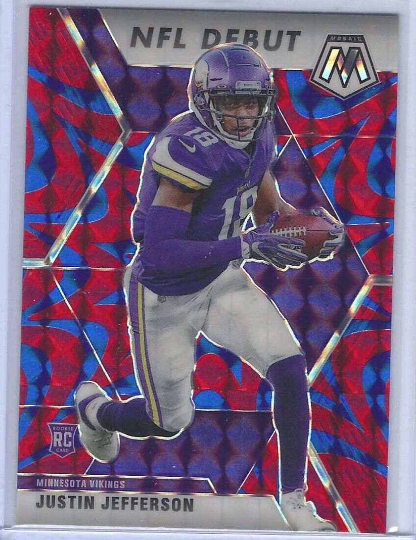 JUSTIN JEFFERSON 2020 PANINI MOSAIC FOOTBALL BLUE REACTIVE NFL DEBUT RC #270