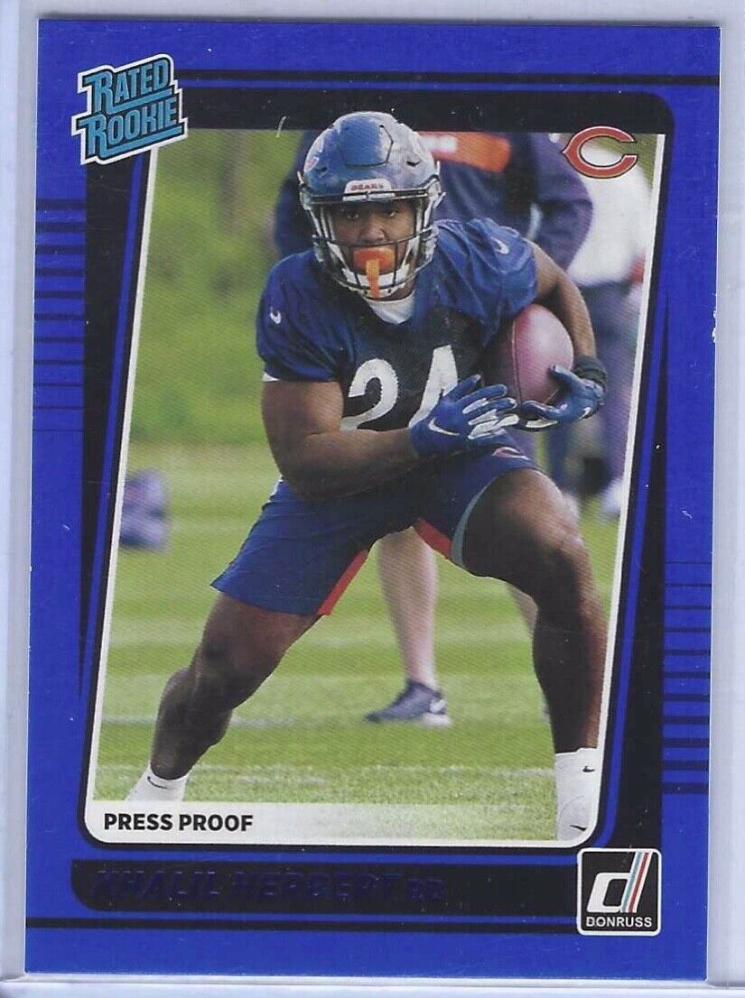 KHALIL HERBERT 2021 PANINI DONRUSS BLUE PRESS PROOF RATED ROOKIE RC #318