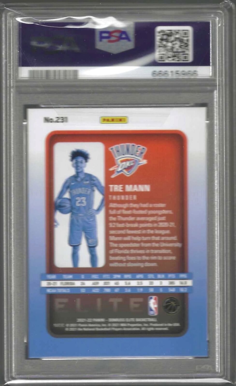 TRE MANN 2021-22 PANINI DONRUSS ELITE ROOKIE RC #D 10/999 PSA 10 GEM POP 1/1