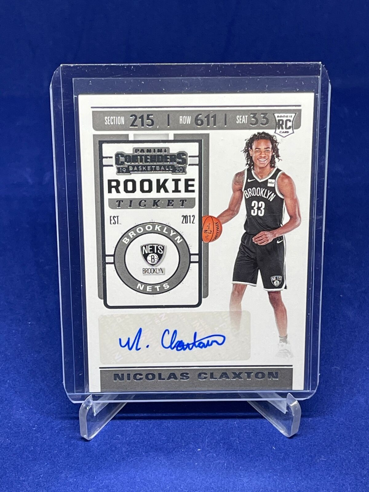 NICOLAS CLAXTON 2019-20 PANINI CONTENDERS ROOKIE TICKET AUTO RC #148