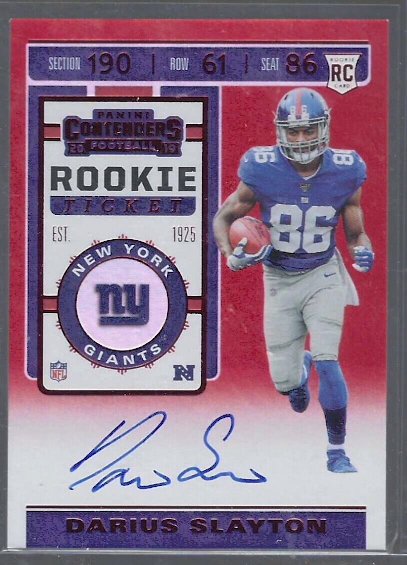 DARIUS SLAYTON 2019 PANINI CONTENDERS RED ZONE ROOKIE TICKET AUTO RC SSP #140